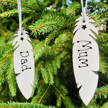Personalised Feather Memorial Christmas Tree Decoration, 5 of 5