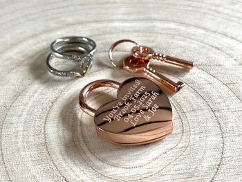 Personalised Rose Gold Heart Padlock Wedding Invite, 2 of 7