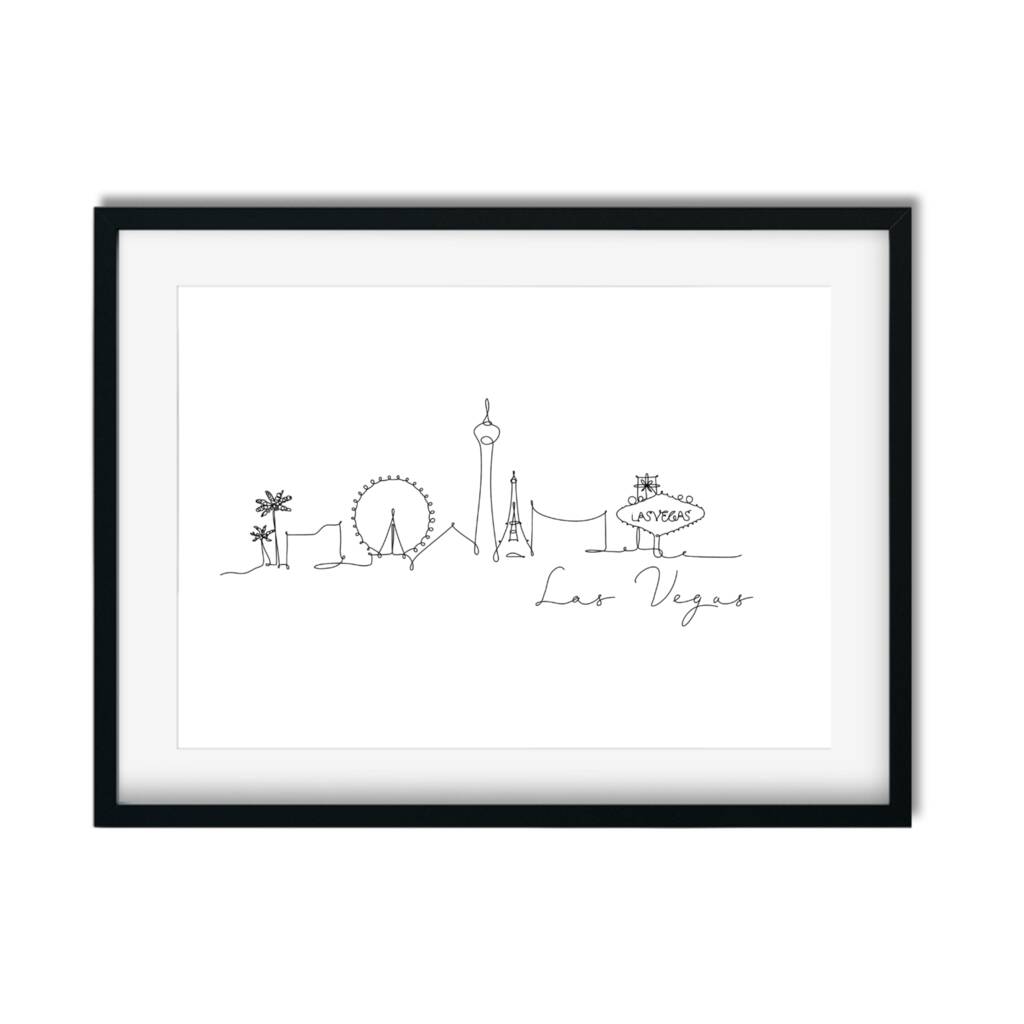 Las Vegas Skyline Print – Hand Drawn Line Art Travel Print, 1 of 4