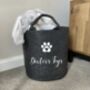 Personalised Pet Paw Print Felt Toy Basket Bag Storage, thumbnail 3 of 5