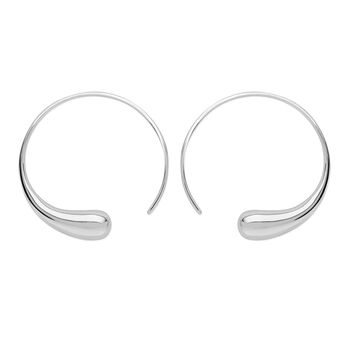 Sterling Silver Designer Large Luna Moon Hoop Earrings, 2 of 4