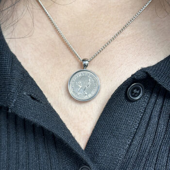 Personalised Silver Plated Lucky Sixpence Necklace, 3 of 3
