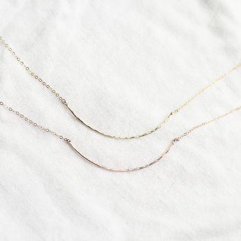Curved Hammered Bar Necklace, 2 of 5