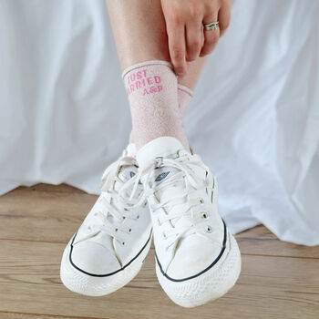 Just Married Glitter Personalised Socks, 2 of 3