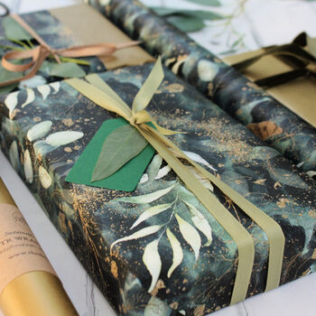 Green Luxury Botanical Christmas Gift Wrap Paper 3m Fsc, 2 of 3