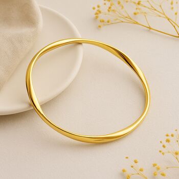 Gold Plated Sterling Silver Soft Twist Bangle Bracelet, 2 of 7