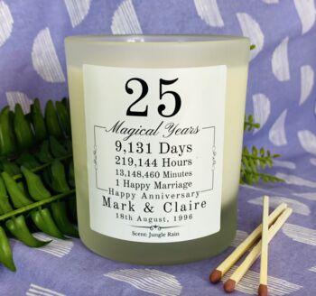 Personalised 25th Magical Wedding Anniversary Candle, 3 of 10