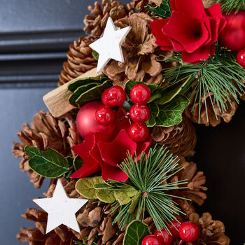 Festive Pine And Poinsettia Wreath, 3 of 5