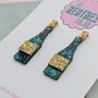 Champagne Bottle Glitter Resin Earrings, thumbnail 5 of 5