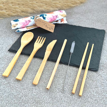 Eco Friendly Bamboo Picnic And Travel Cutlery Set, 2 of 7