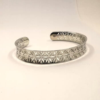 Sterling Silver Daisy Cuff Bangle, 2 of 6