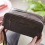 Mens Personalised Leather Wash Bag, thumbnail 2 of 4