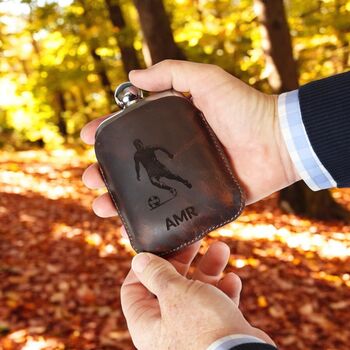 Personalised Buffalo Leather Sports Hipflask, 5 of 12