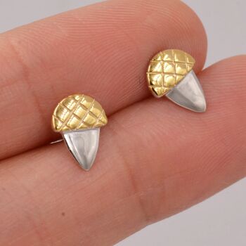 Acorn Stud Earrings In Sterling Silver, 3 of 7