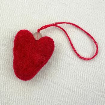 Fair Trade Mini Felt Heart Hanging Decoration, 4 of 12