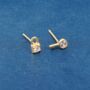 Small Padlock And Key Cz Stone Stud Earrings, Gold, thumbnail 6 of 8
