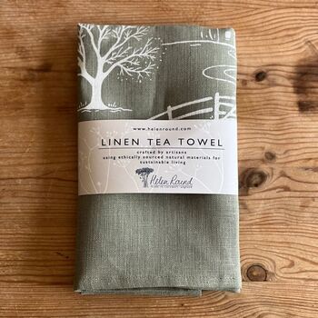 Winter Fox Linen Tea Towel, 5 of 7