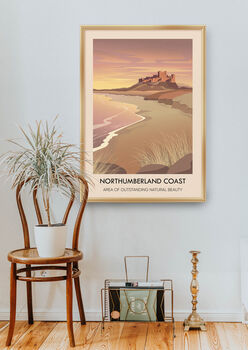 Northumberland Coast Aonb Travel Poster Art Print, 5 of 8