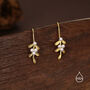 Sterling Silver Pearl Mistletoe Drop Hook Earrings, thumbnail 7 of 11