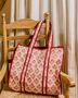 Apricot Floral Block Print Tote Bag, thumbnail 1 of 3