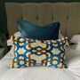 Trellis Pattern Velvet Cushion In Blue, thumbnail 2 of 3