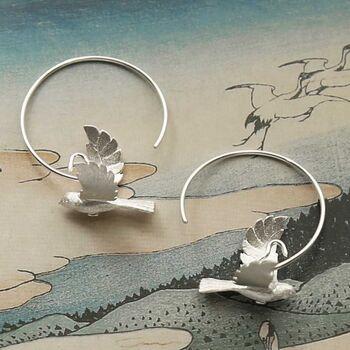 Sterling Silver Flying Bird Hoops, 5 of 7