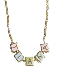 Personalised Enamel Cube Initial/Name Necklace, 10 of 12