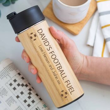 Personalised Father's Day Football Fuel Bamboo Flask, 3 of 6