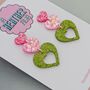 Glitter Triple Heart Resin Earrings, thumbnail 7 of 8