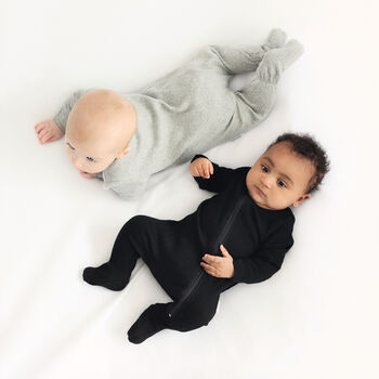 Black Zip Up Baby Sleepsuits Ribbed Newborn Essentials, 2 of 7