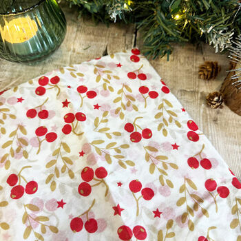 Elegant Red And Gold Berry Christmas Tissue Wrap Paper X Five Sheets, 2 of 4