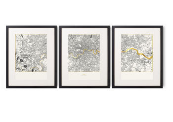 Set Of Three Metallic Foil London Maps, 6 of 6