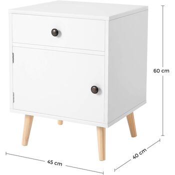 White Side End Table Nightstand With Drawer And Cabinet, 8 of 8