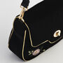 Rose Embroidered Black Clutch, thumbnail 8 of 9