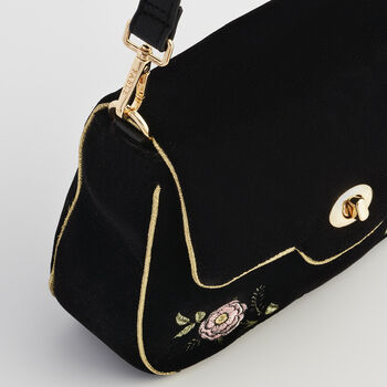 Rose Embroidered Black Clutch, 8 of 9