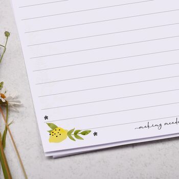 A5 Letter Writing Paper With Lemon Botanical Border, 2 of 4