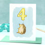 Hedgehog Fourth Birthday Card, thumbnail 1 of 9