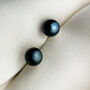 Sterling Silver Midnight Pearl Stud Earrings, thumbnail 2 of 6