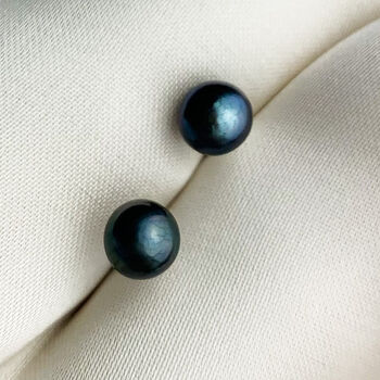 Sterling Silver Midnight Pearl Stud Earrings, 2 of 6