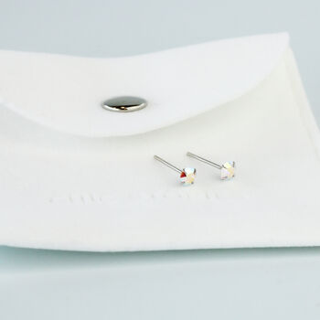 Sterling Silver Iridescent Crystal Stud Earrings, 3 of 4