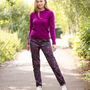 Floral Camo Trousers Plum, thumbnail 2 of 3