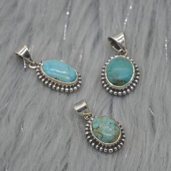 Turquoise Pendant: Sterling Silver, December Birthstone, 3 of 6