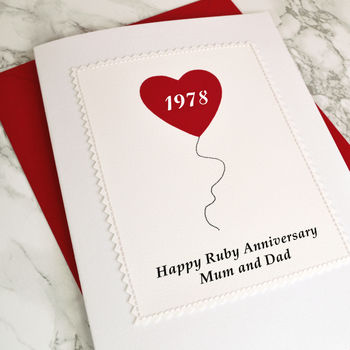 Heart Balloon Ruby Wedding Anniversary Card, 4 of 4