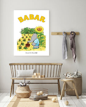 Babar The Elephant Sunflower Nursery Art Print, 2 of 4