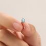 Sterling Silver White Opal Droplet Opal Huggie Hoop Earrings, thumbnail 7 of 11