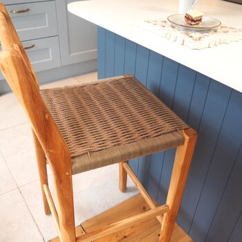 Wooden Bar Stool With Macrame Seat, 10 of 10