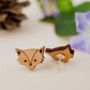 Wooden Fox Earrings, thumbnail 2 of 2