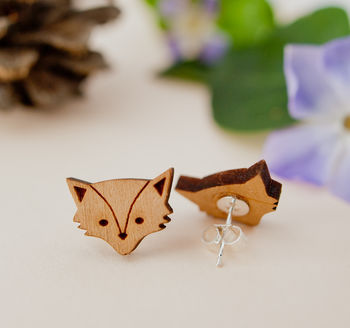 Wooden Fox Earrings, 2 of 2