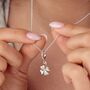 Sterling Silver Four Leaf Clover Charm Necklace, thumbnail 1 of 7