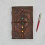 Chakra Embossed Leather Journal W/ Semi Precious Stones, thumbnail 3 of 5